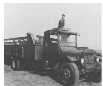 Sam Kardashian as a young boy on an early truck